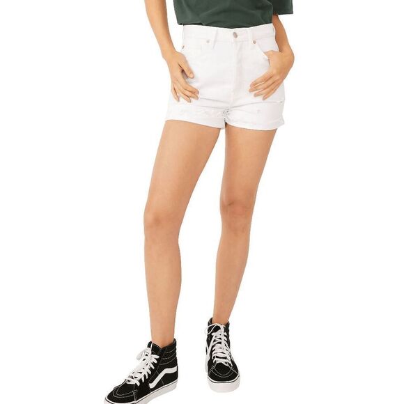 Free People Women's Lasso High Waist Denim Shorts in Optic - White 27